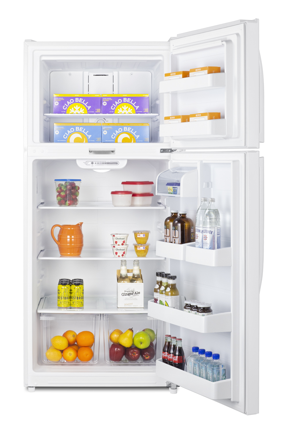 18 cu.ft. frost-free refrigerator-freezer in white with combination lock